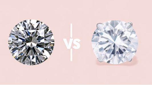 Moissanite gem nex to a diamond gem