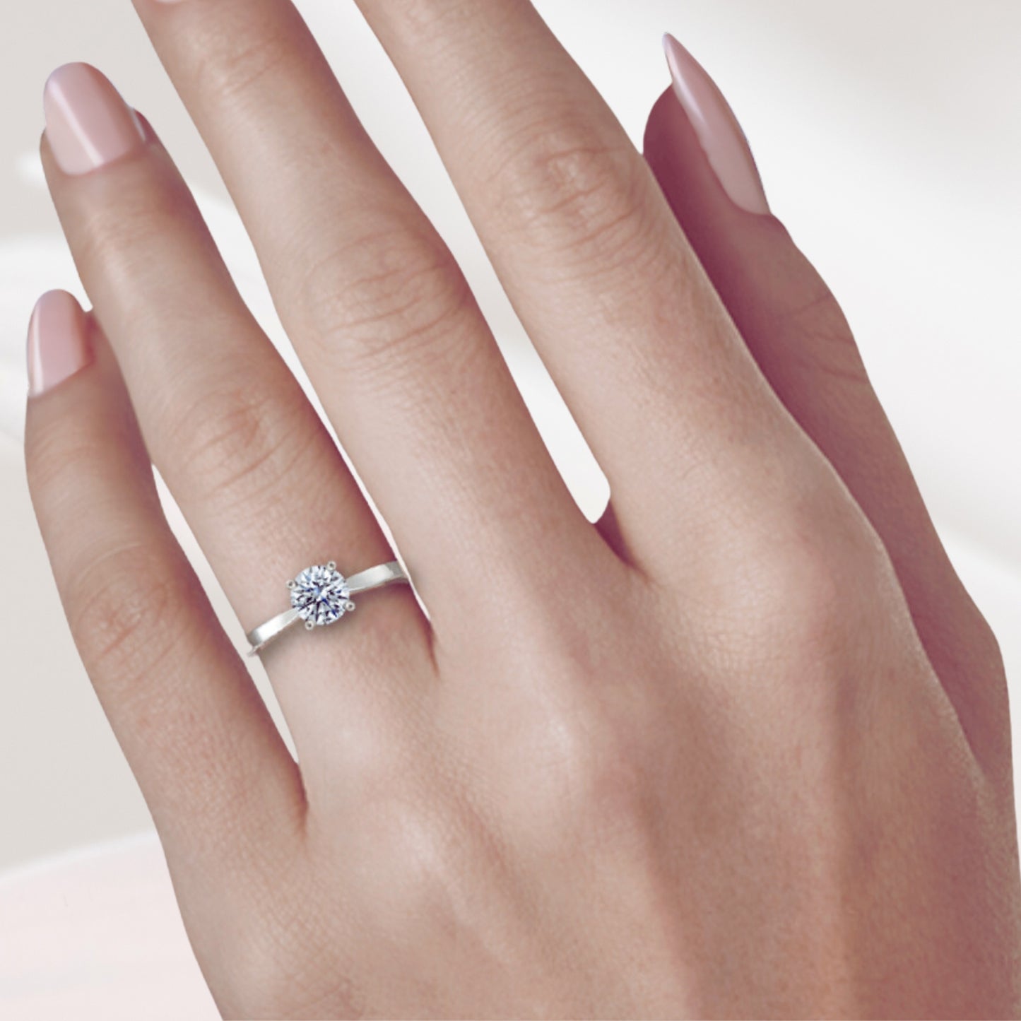 Amaral Solitaire Round Four Prong - Silver