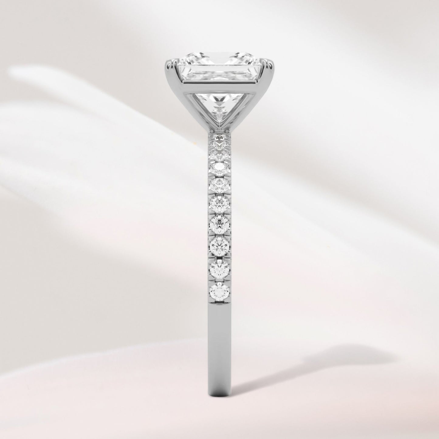 Amaral Solitaire Square Four Prong With Band - Silver