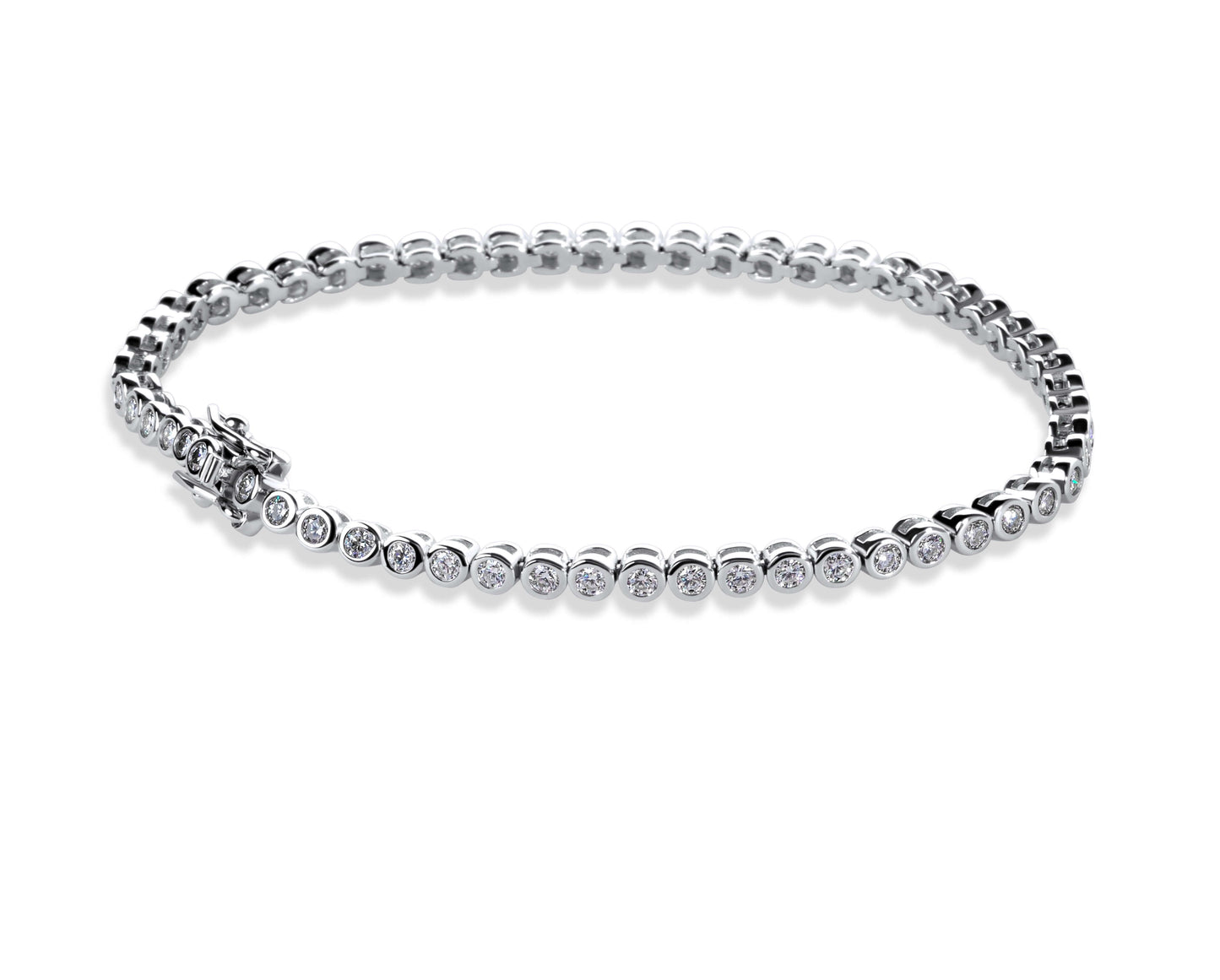 Amaral Bezel Tennis Moissanite White Gold Bracelet