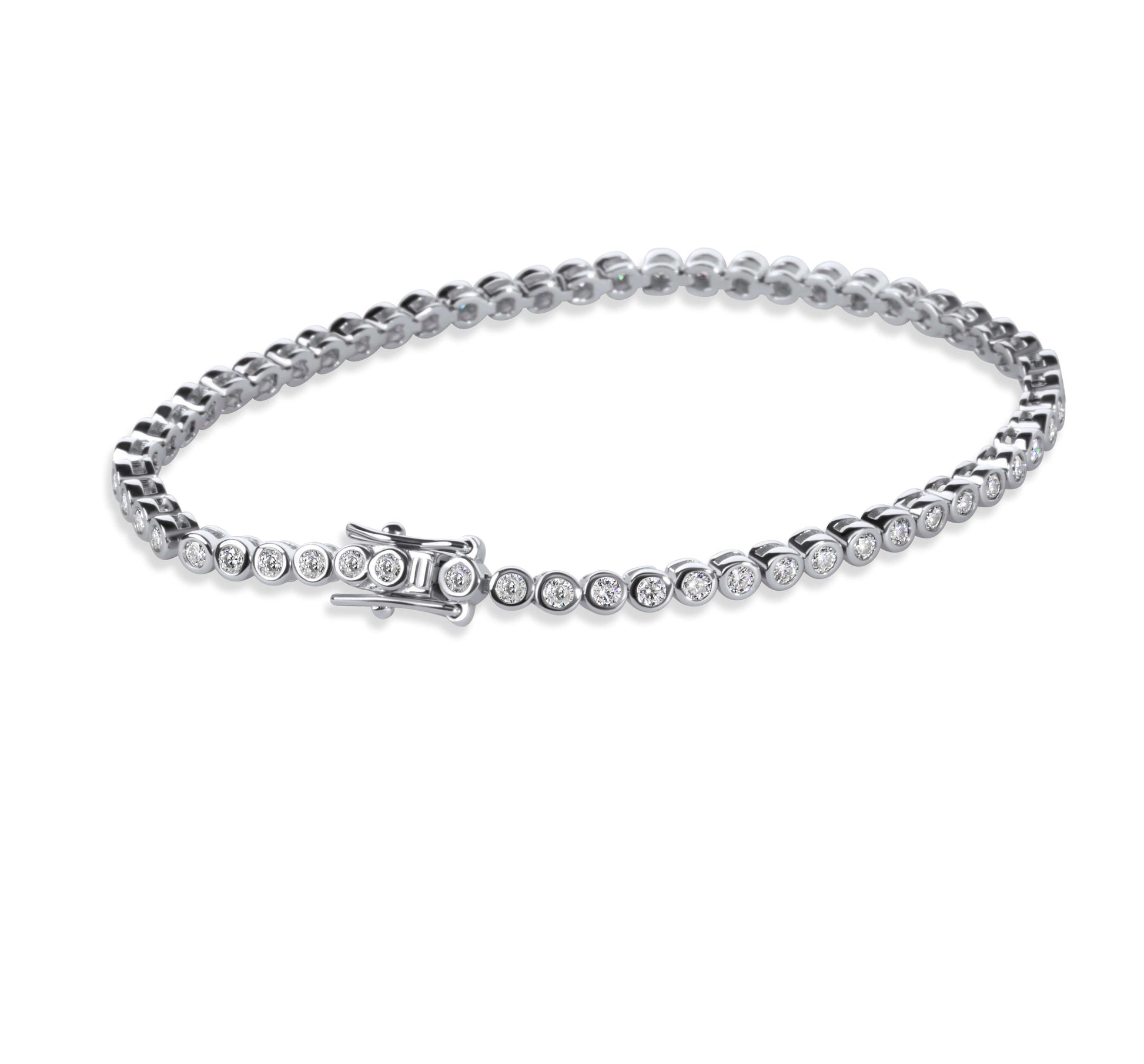 Amaral Bezel Tennis Moissanite White Gold Bracelet