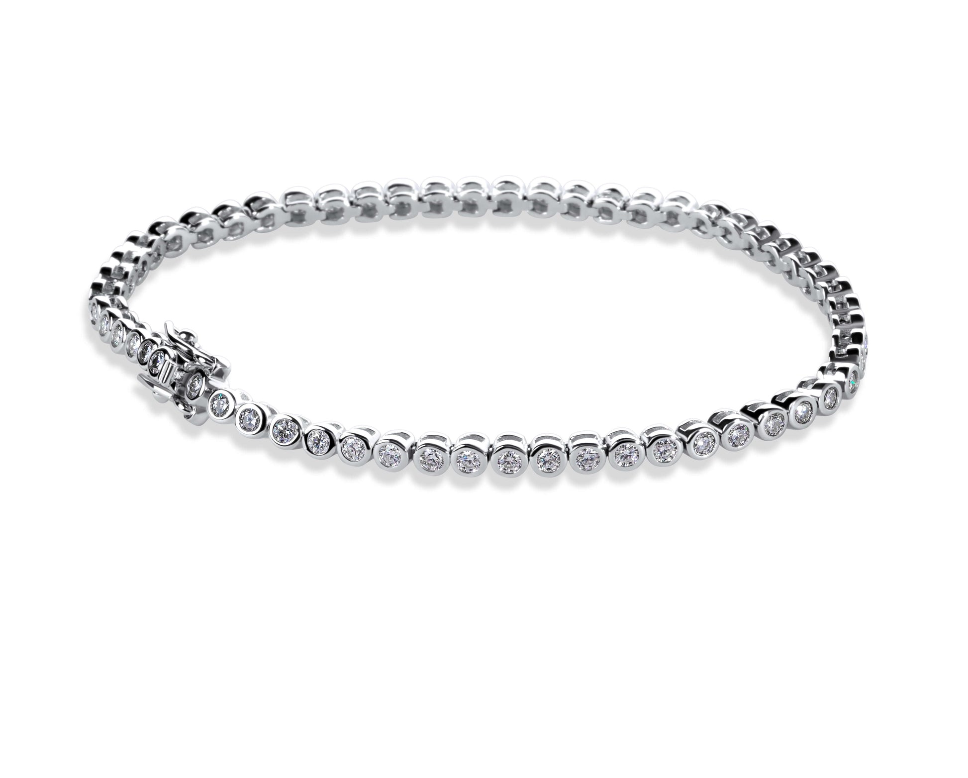 Amaral Bezel Tennis Moissanite Silver Bracelet