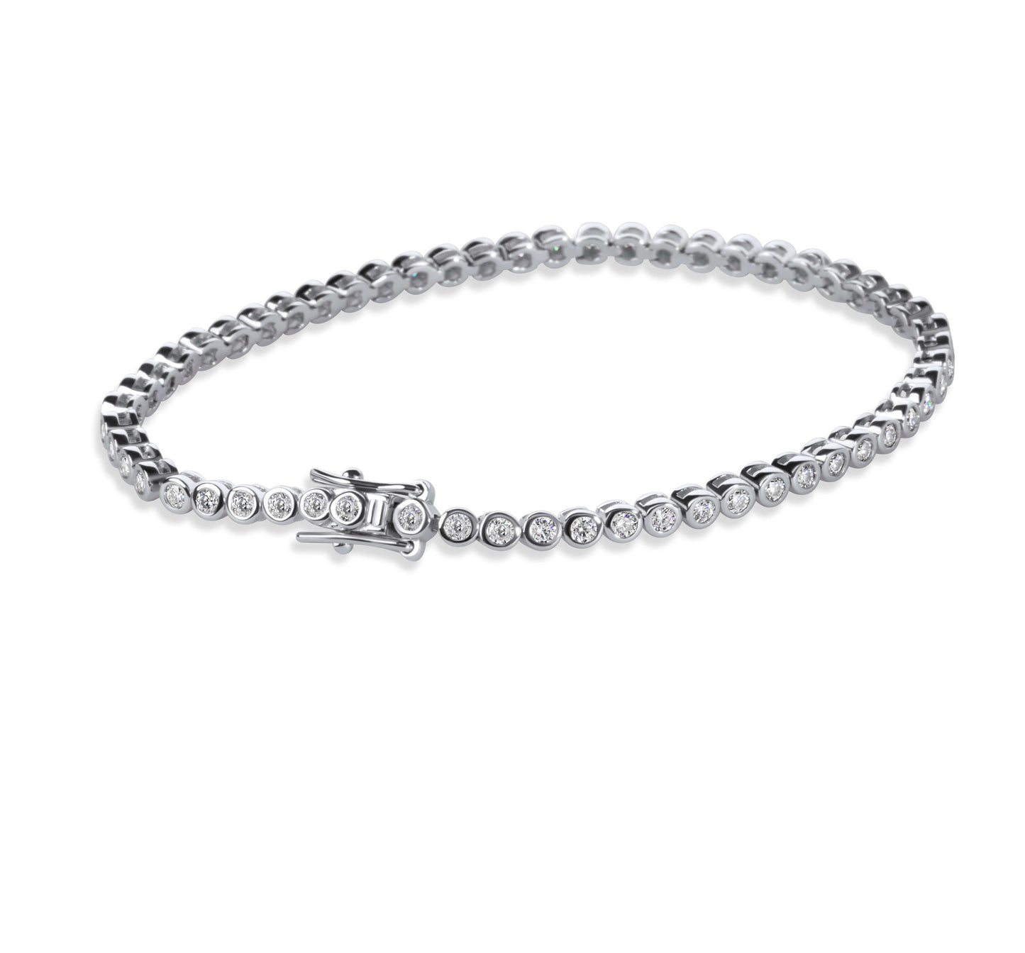Amaral Bezel Tennis Moissanite Silver Bracelet