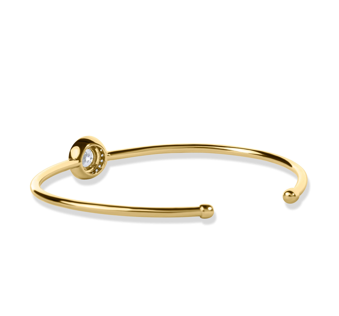 Moissanite Diamond Cuff Gold Bracelet with white background