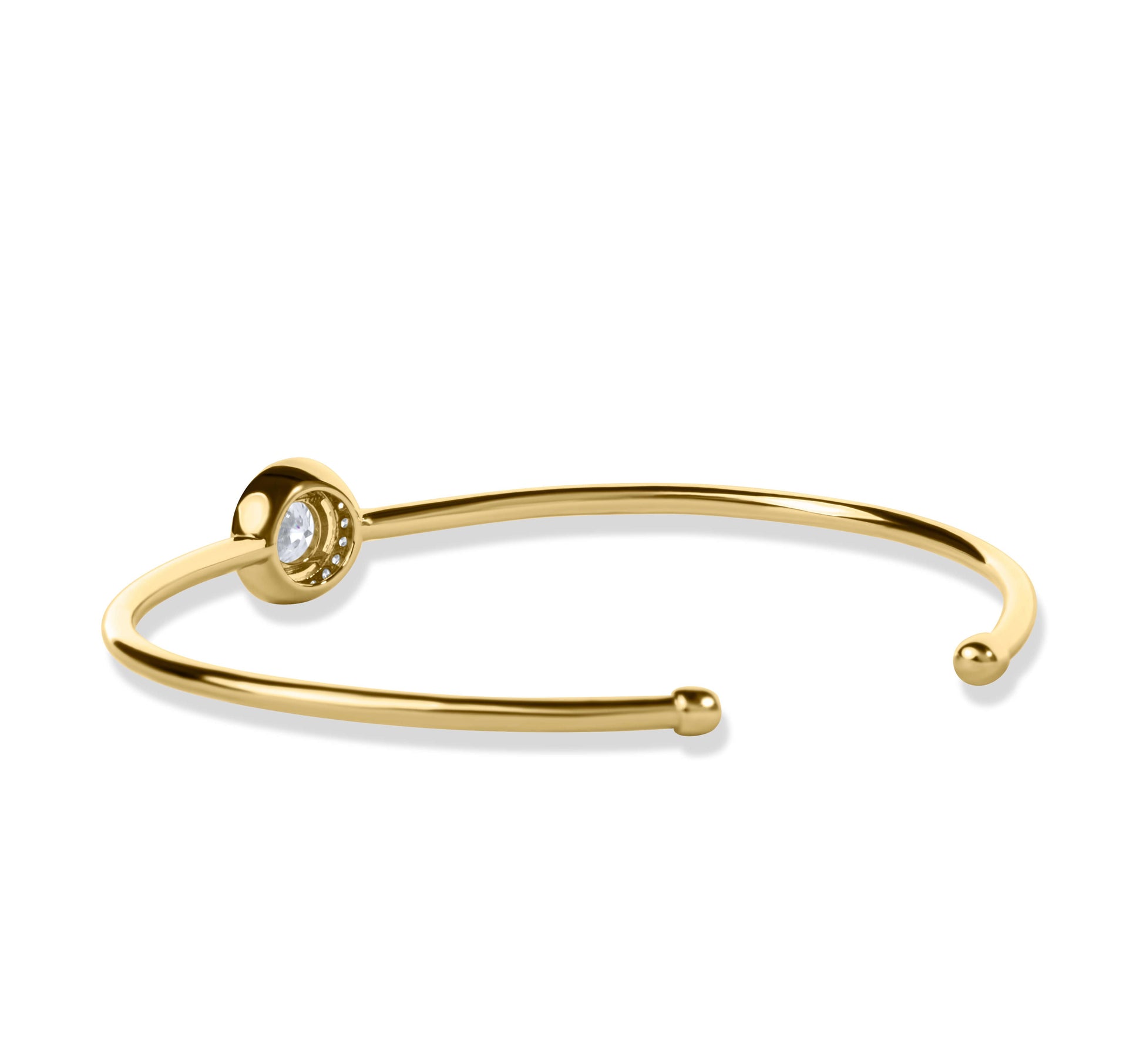 Moissanite Diamond Cuff Gold Bracelet with white background