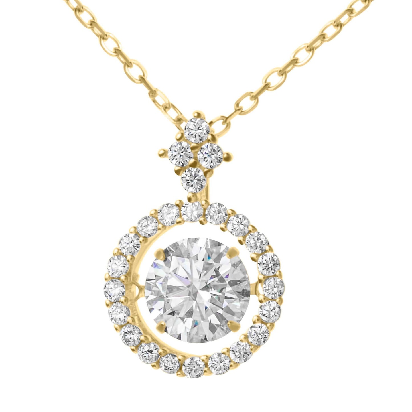 Moissanite Diamond Dancing Stone Gold Necklaces on white background