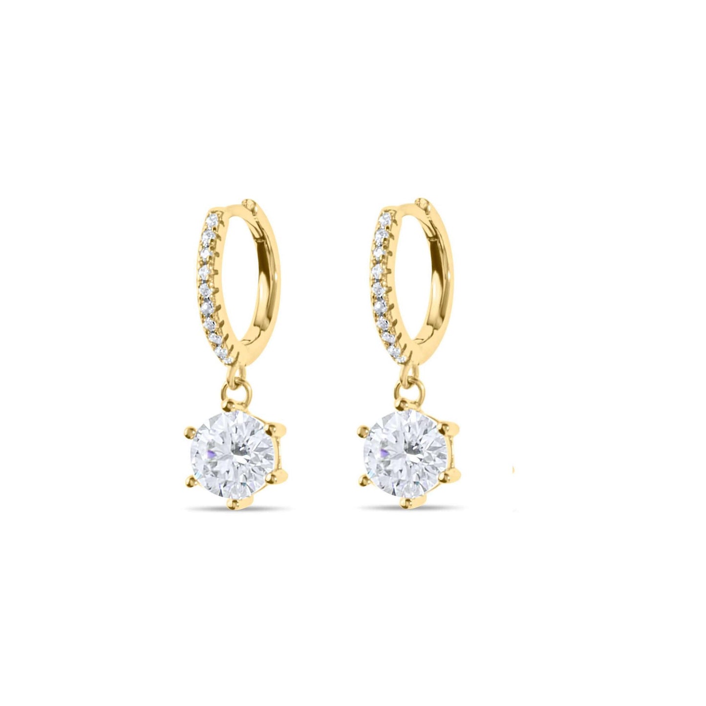 Amaral Drop Moissanite Gold Earrings on white background