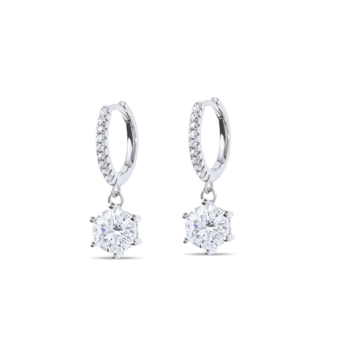 Amaral Drop Moissanite White Gold Earrings on white background