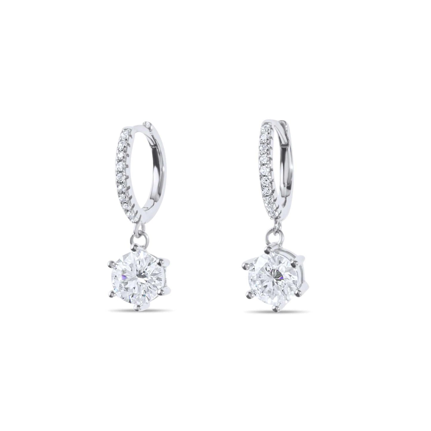 Amaral Drop Moissanite White Gold Earrings on white background