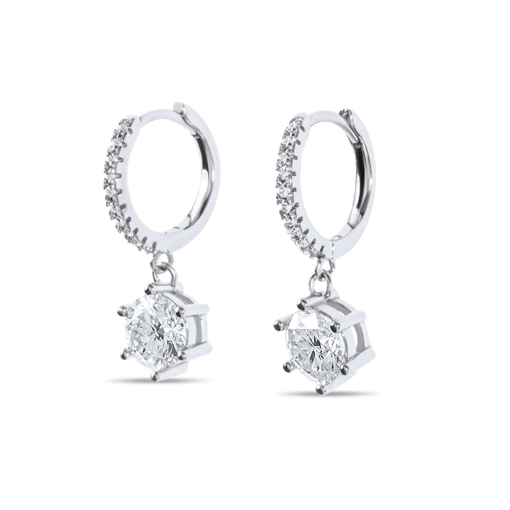 Amaral Drop Moissanite White Gold Earrings on white background