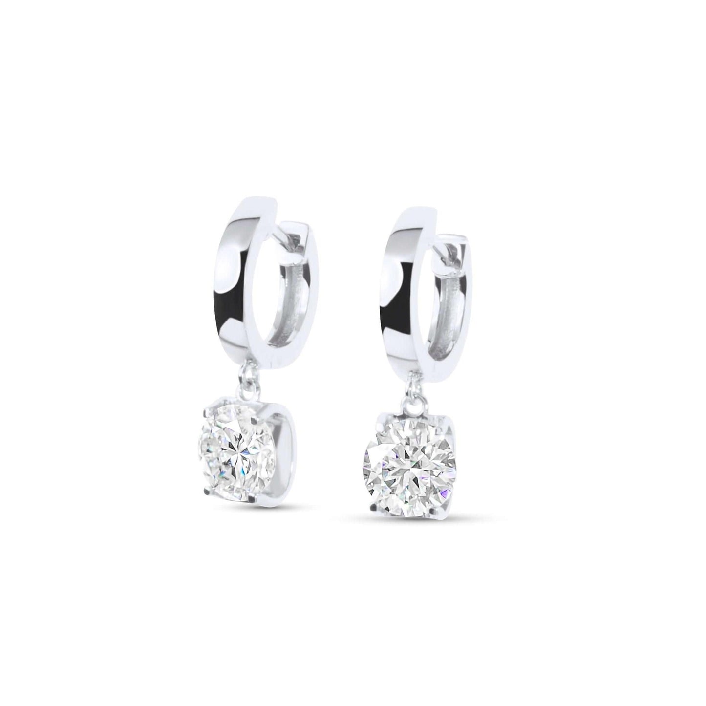 Moissanite Diamond Drop Silver Earrings on white background