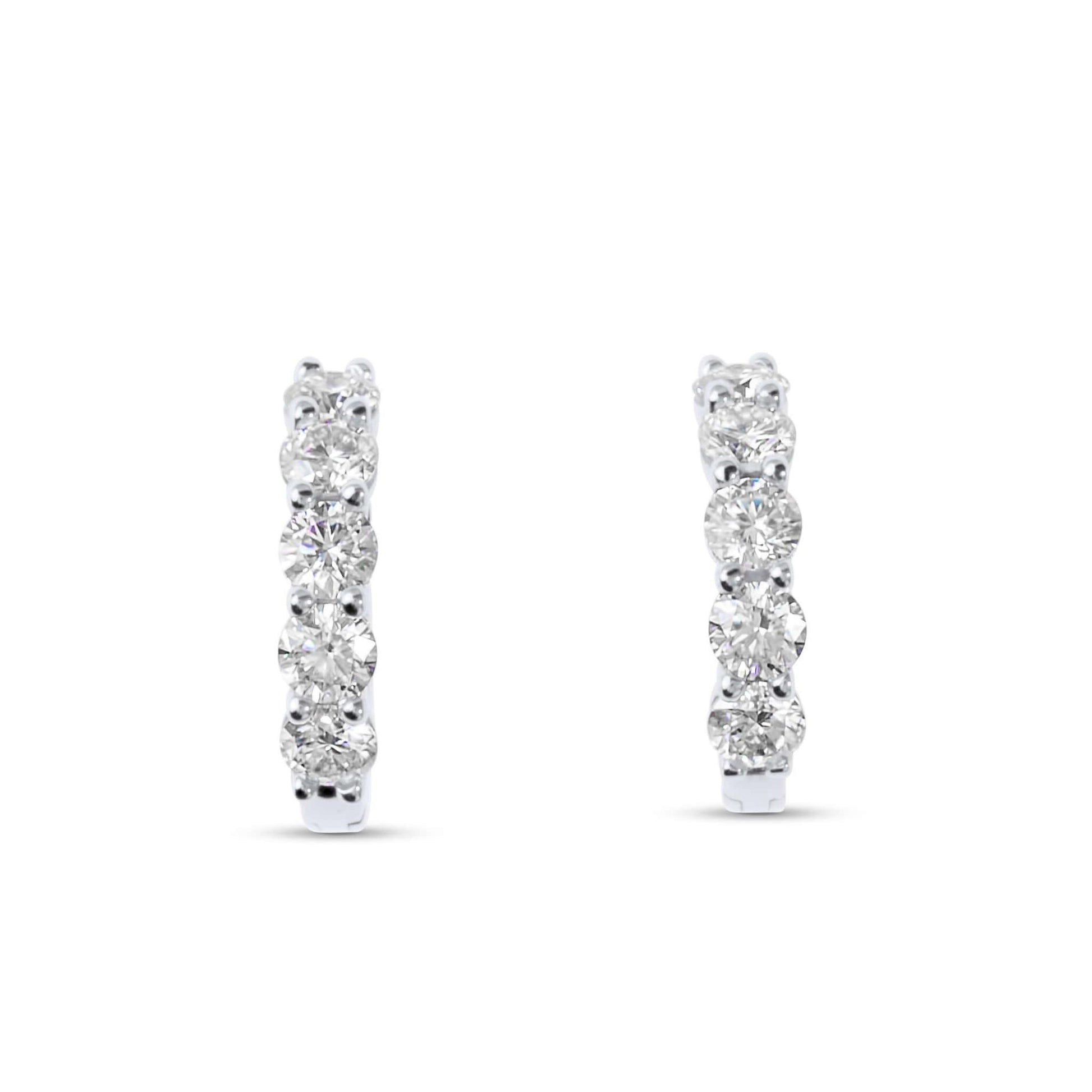 Moissanite Diamond Hoop White Gold Earrings With Five Stones