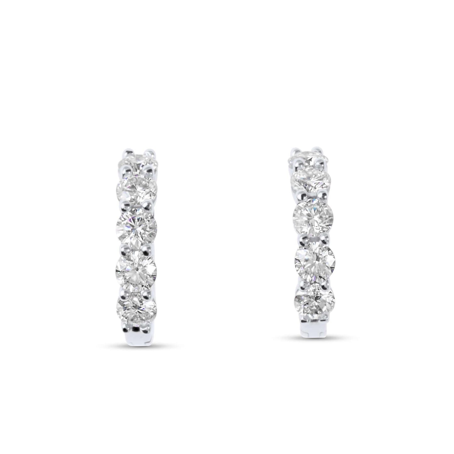Moissanite Diamond Hoop Silver Earrings With Five Stones