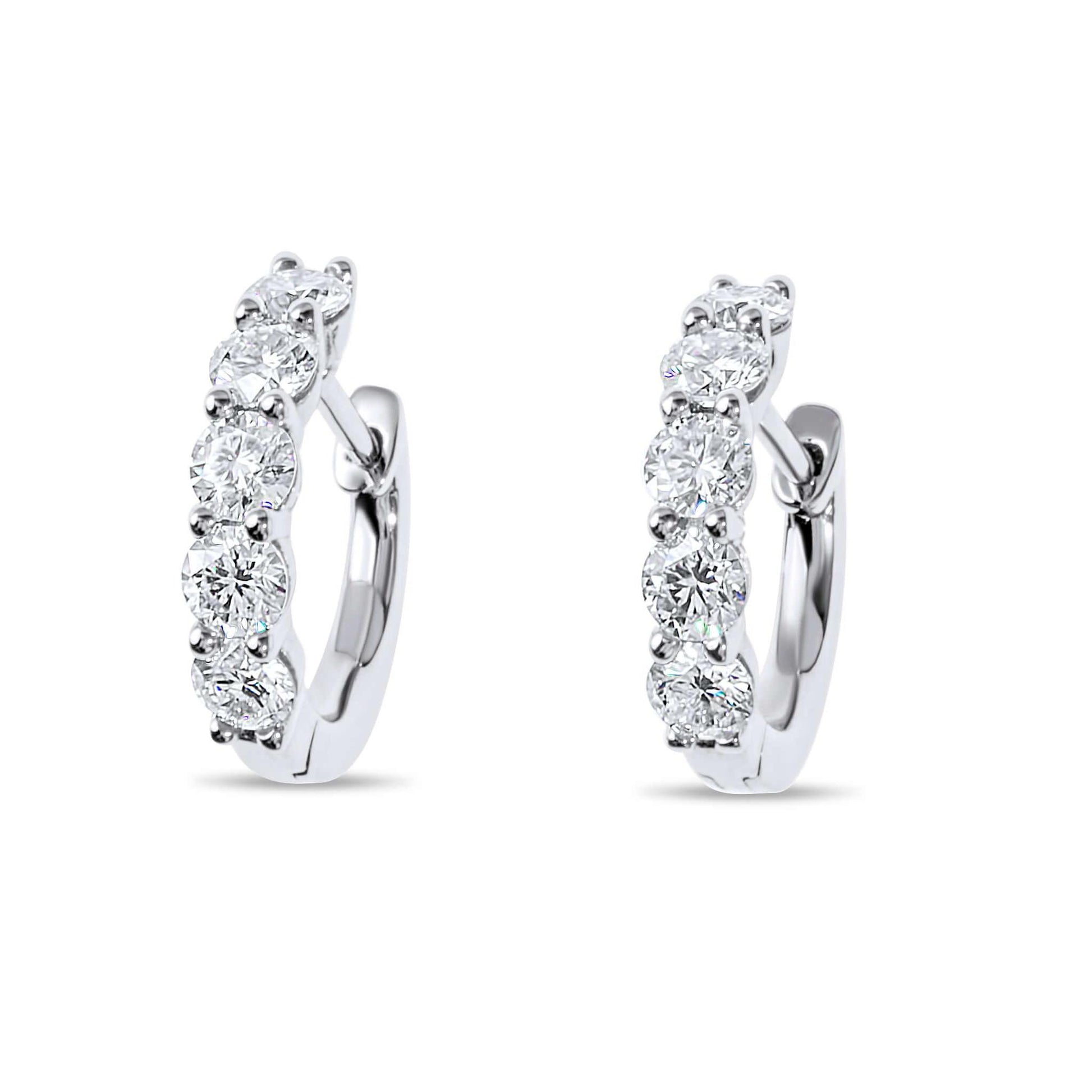 Moissanite Diamond Hoop Silver Earrings With Five Stones