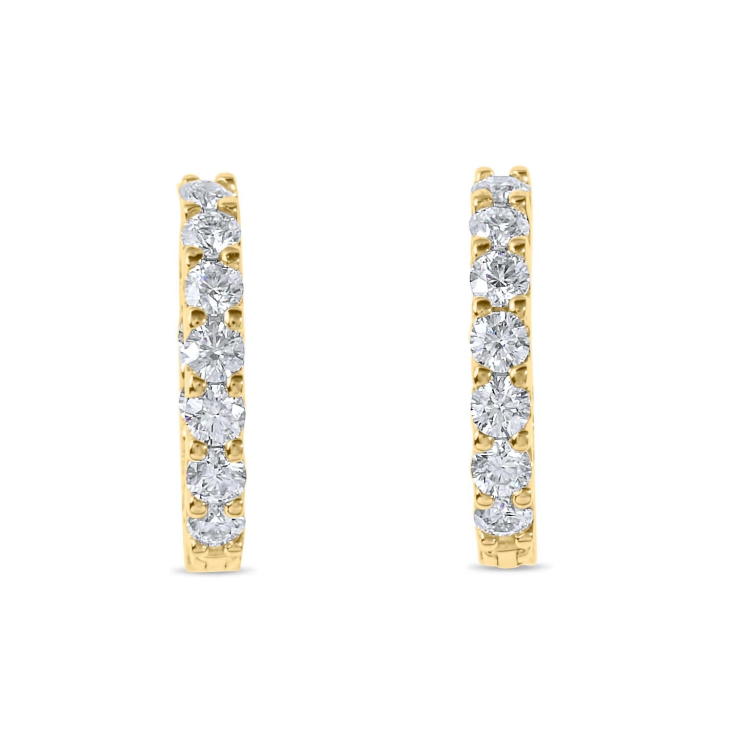 Moissanite Diamond Huggie Hoop Gold Earrings on white background