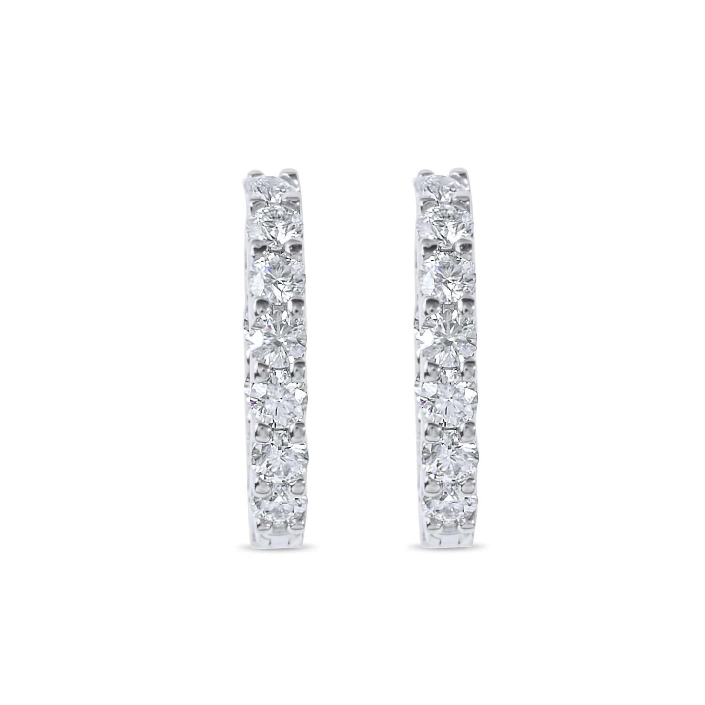 Moissanite Diamond Huggie Hoop Silver Earrings on white background