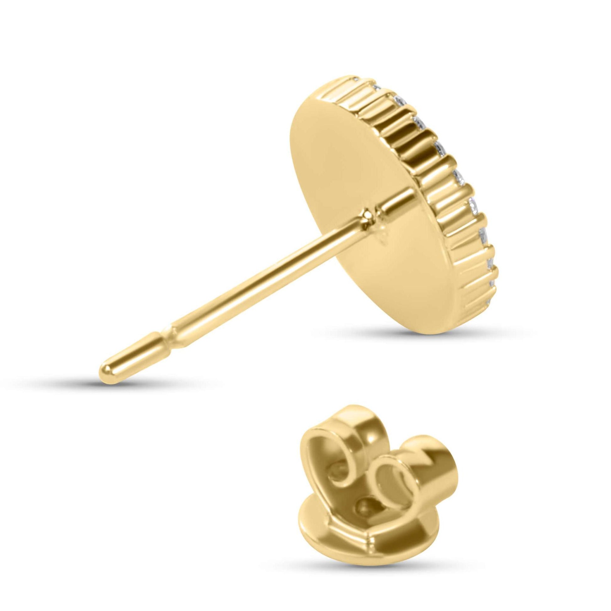 Amaral Pave Stud Moissanite Gold Earrings on white background