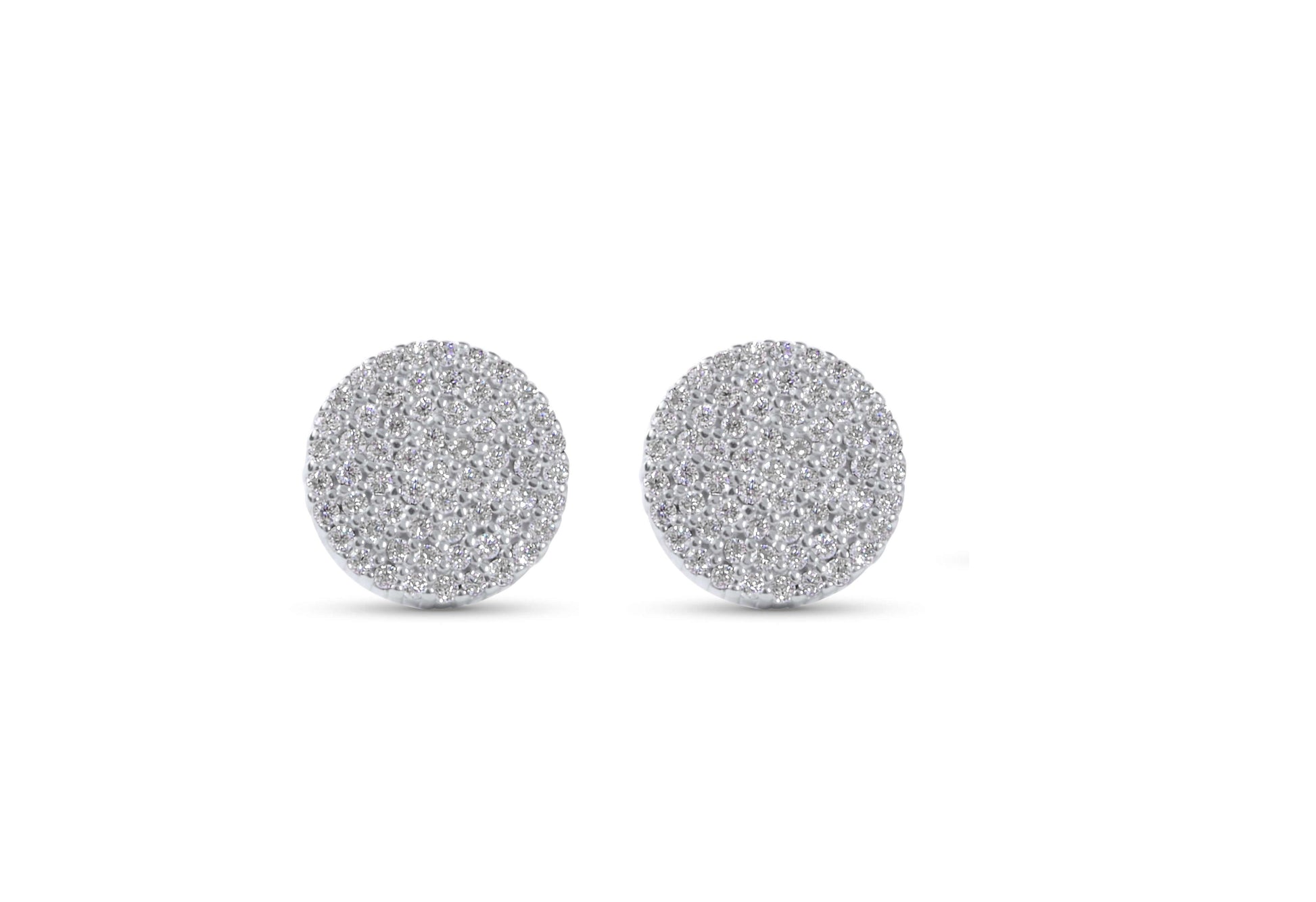 Amaral Pave Stud Moissanite Silver Earrings on White Background