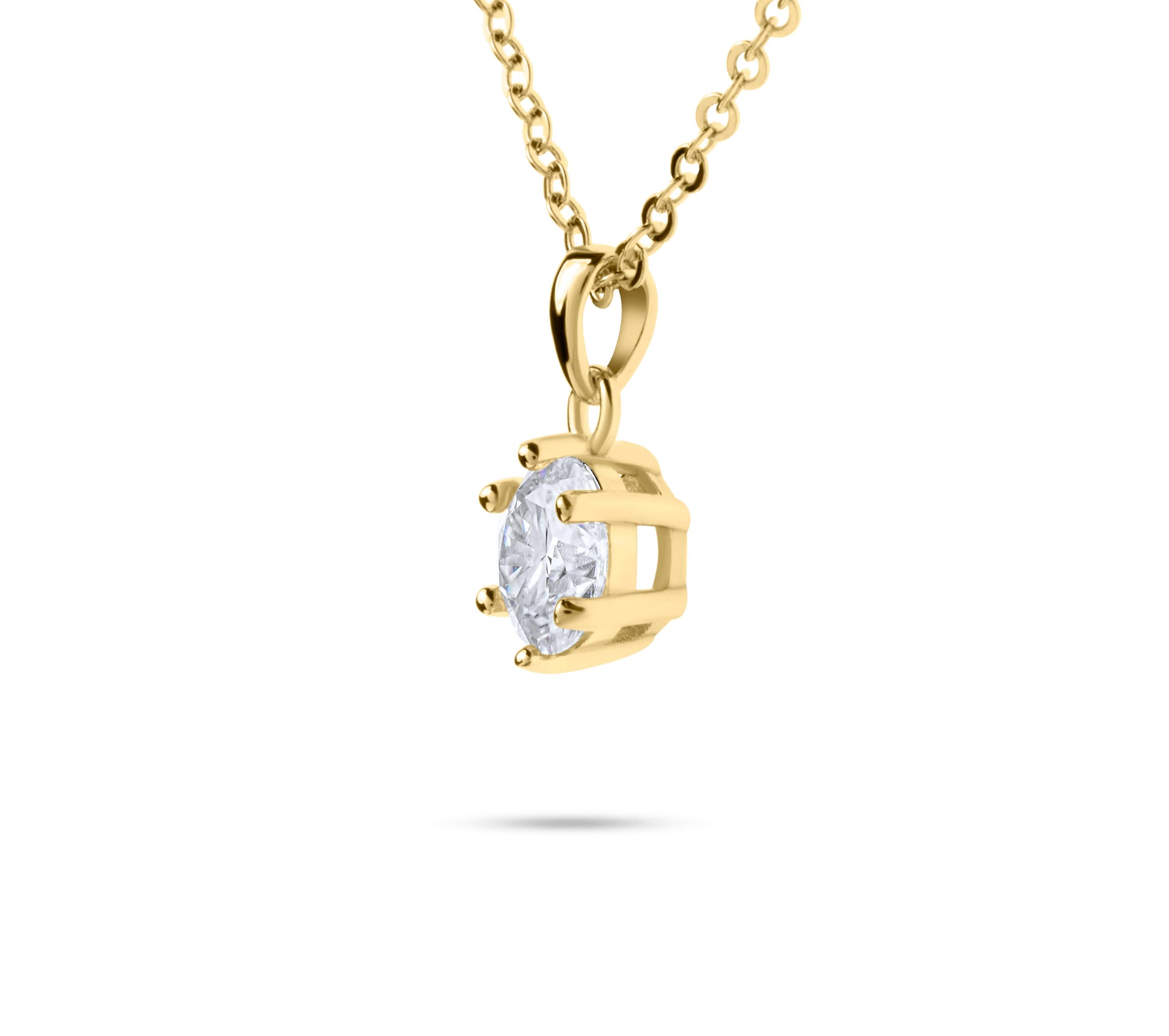 Amaral Six Prong Moissanite Gold Necklace with white background