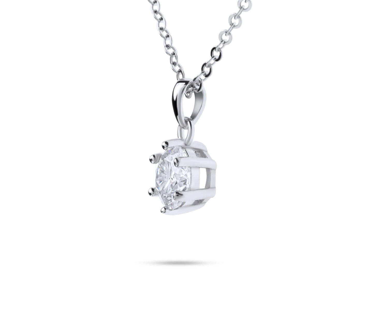 Amaral Six Prong Moissanite White Gold Necklace with white background
