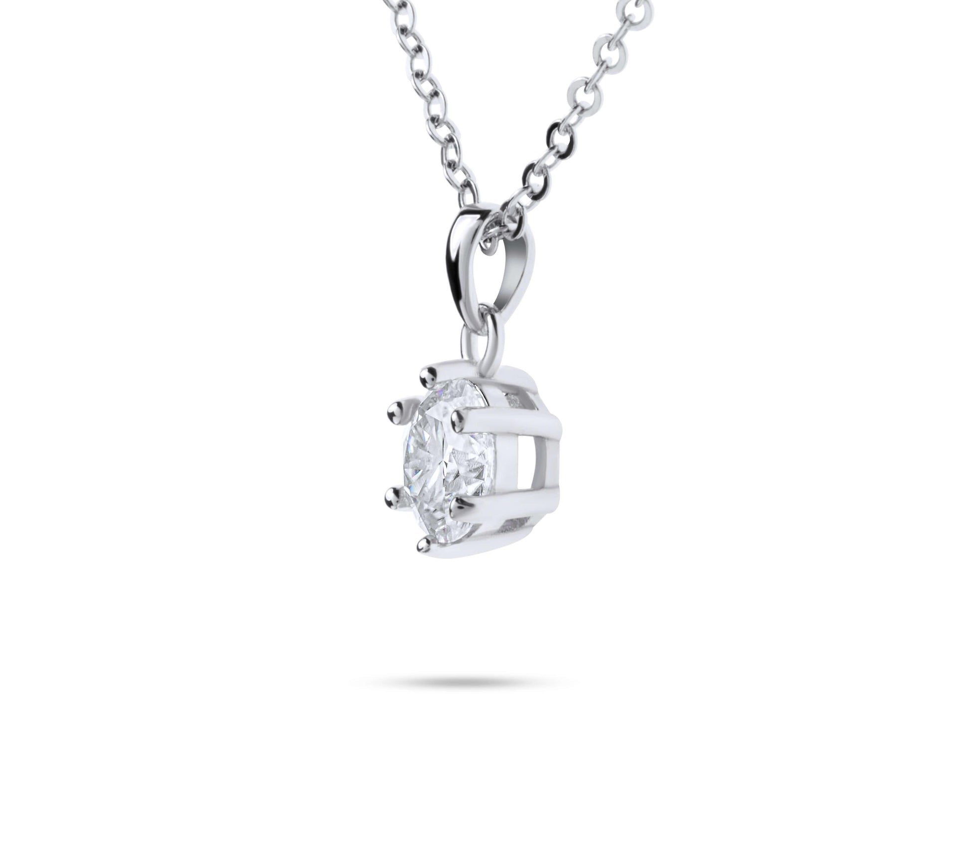 Amaral Six Prong Moissanite White Gold Necklace with white background