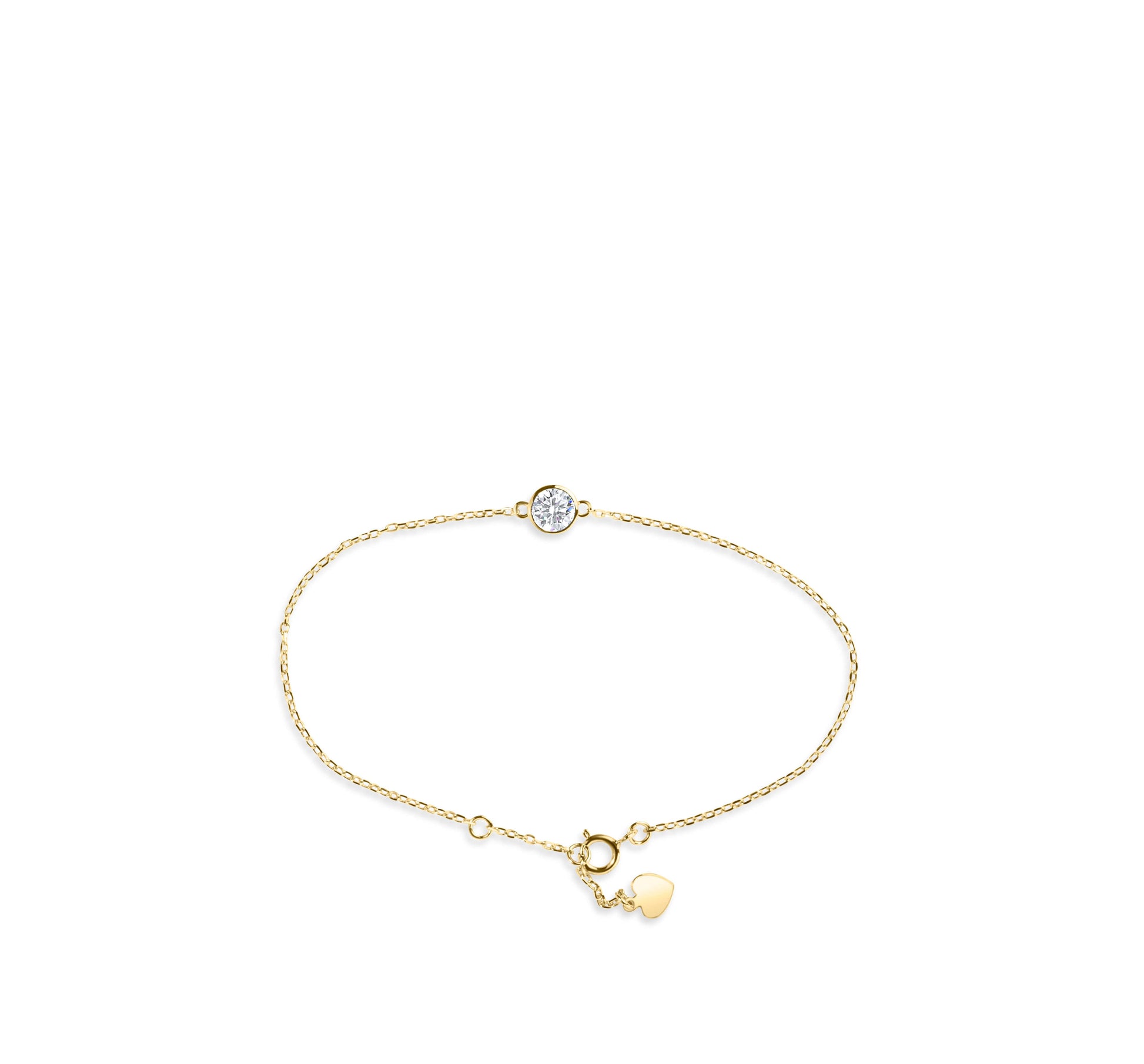 Amaral Solitaire Bezel Moissanite Gold Bracelet on white background