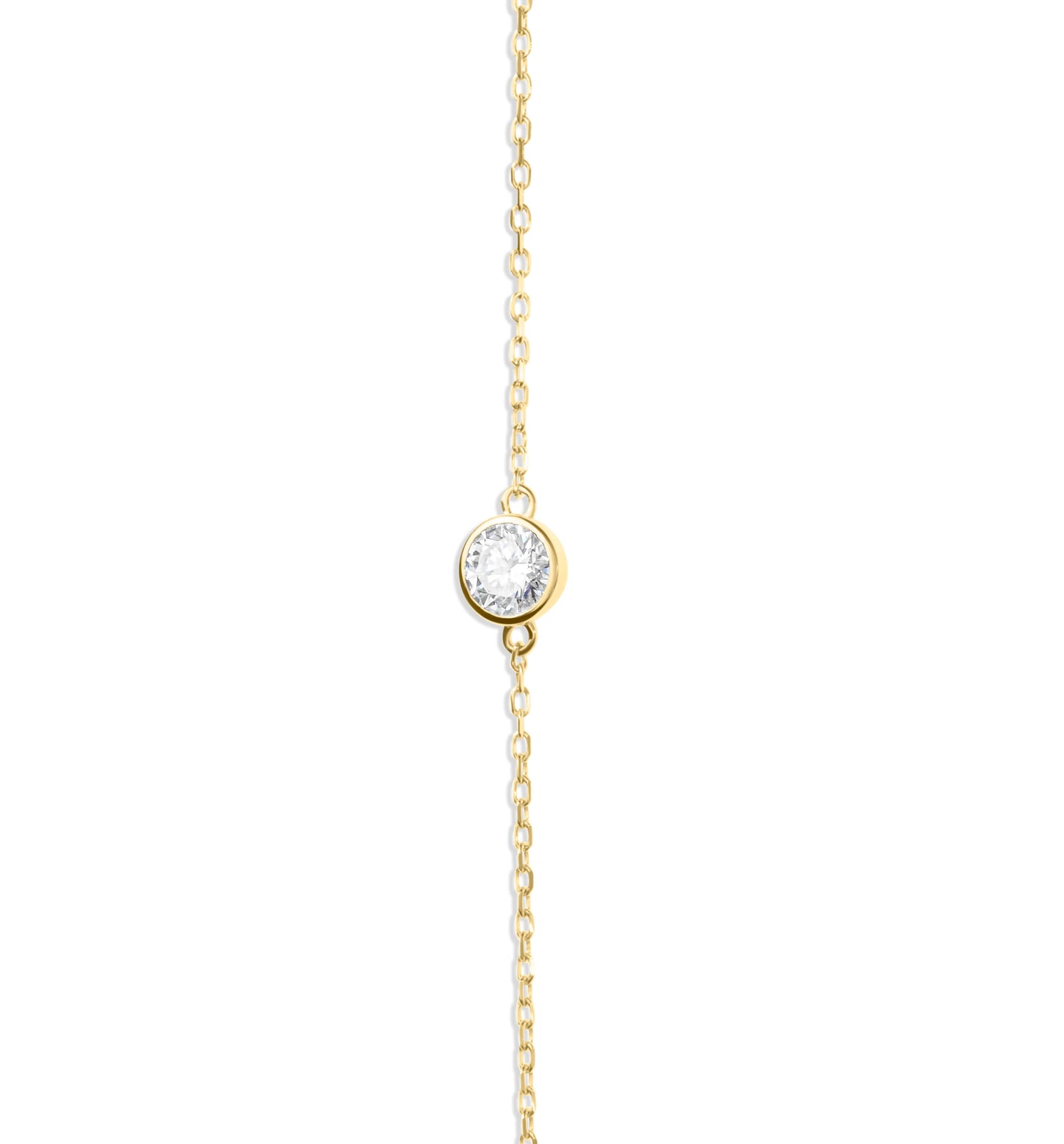 Amaral Solitaire Bezel Moissanite Gold Bracelet on white background