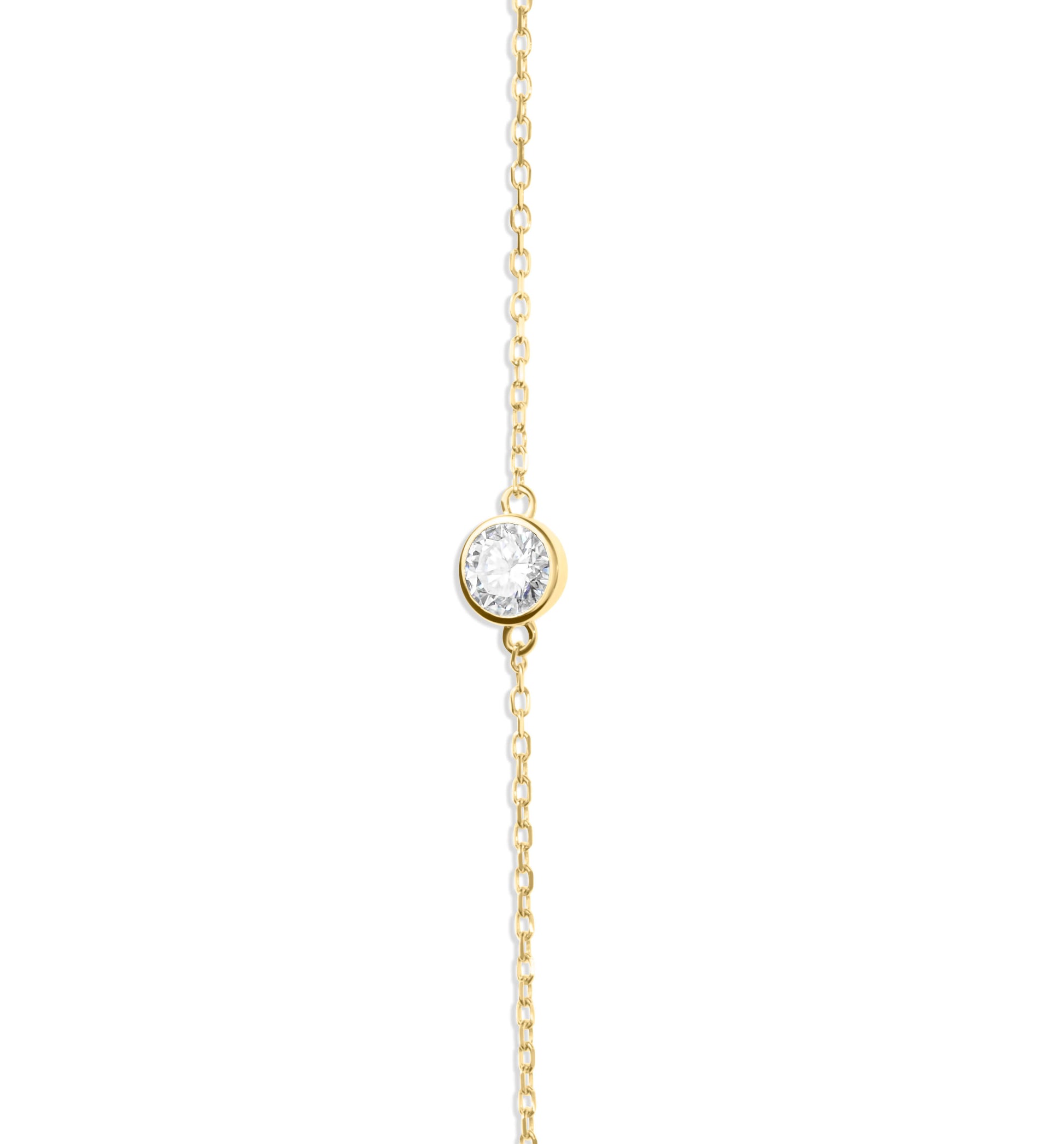 Amaral Solitaire Bezel Moissanite Gold Bracelet on white background