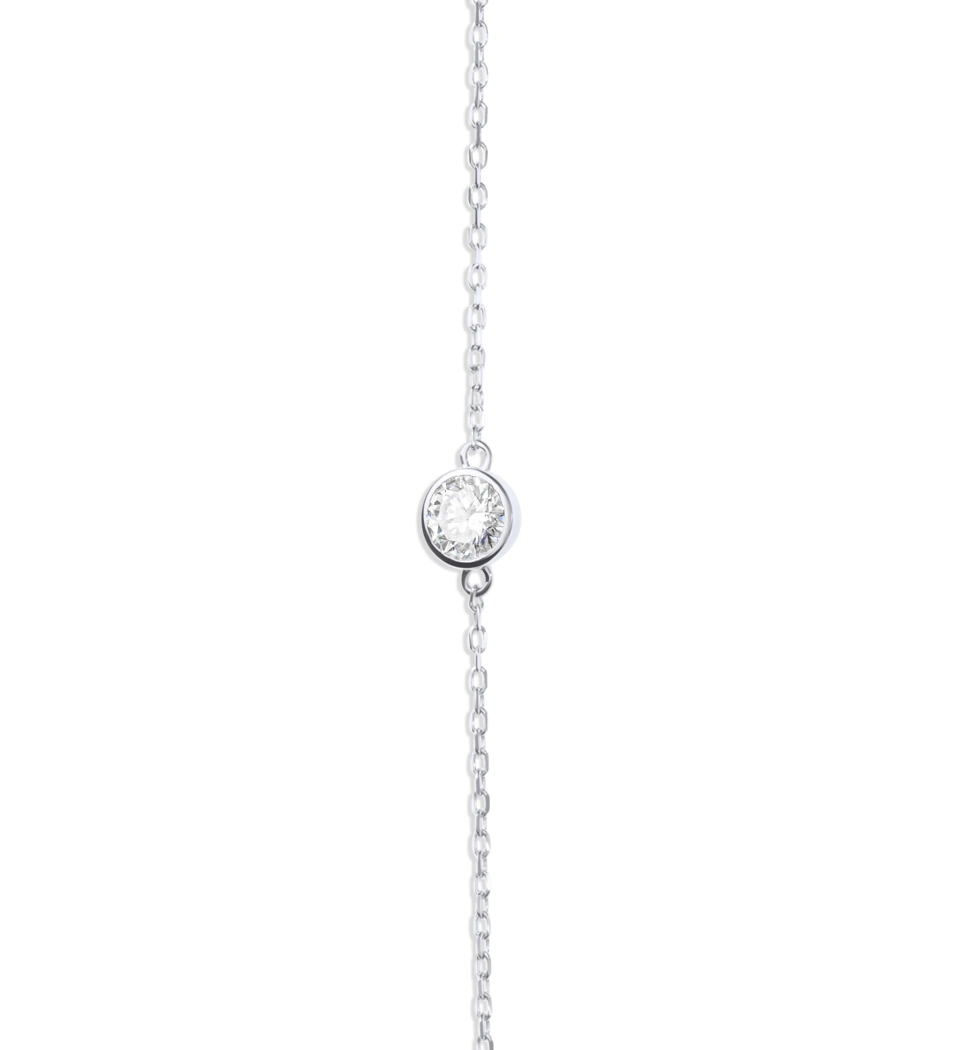 Amaral Solitaire Bezel Moissanite White Gold Bracelet on white background