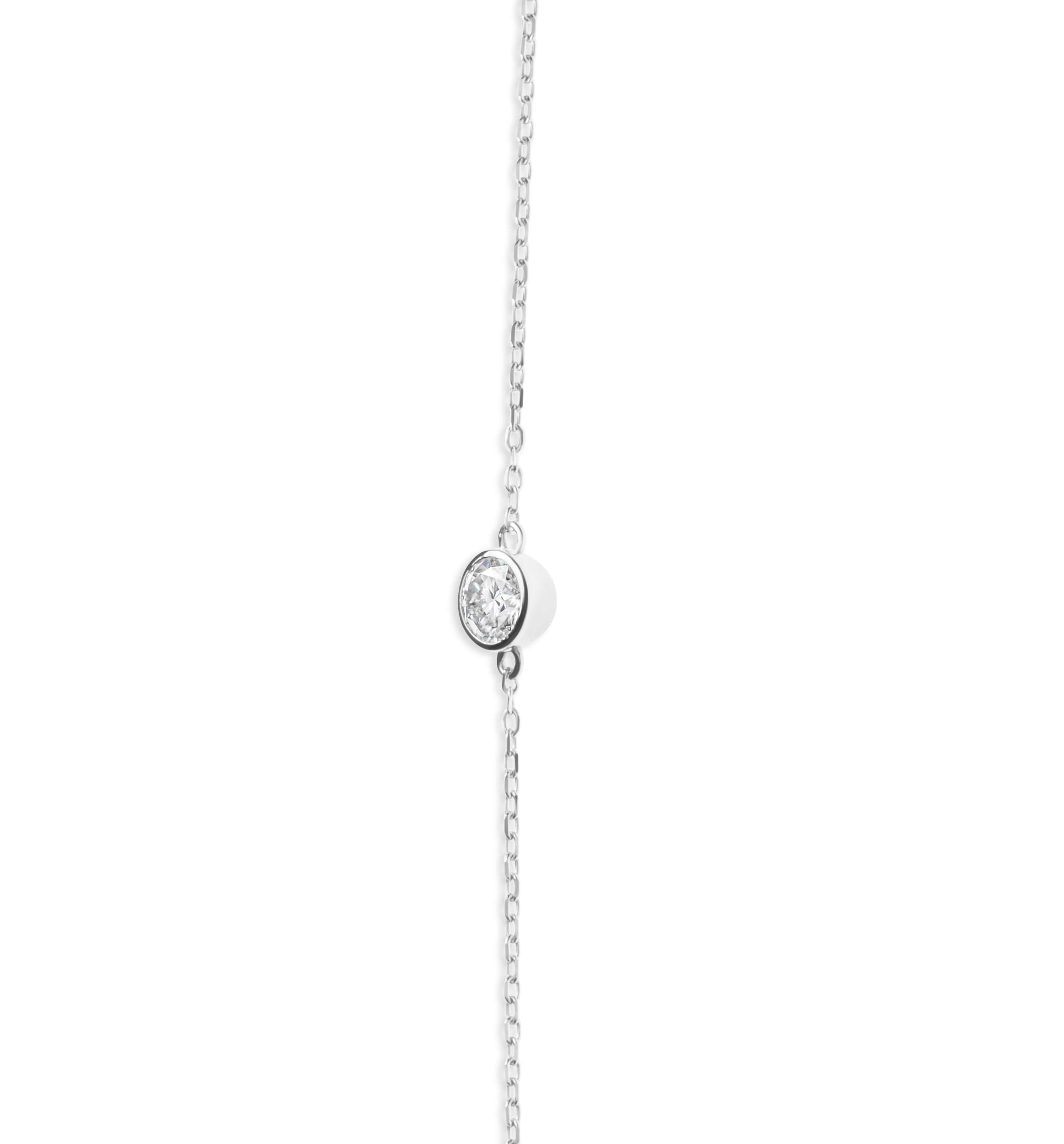Amaral Solitaire Bezel Moissanite White Gold Bracelet on white background