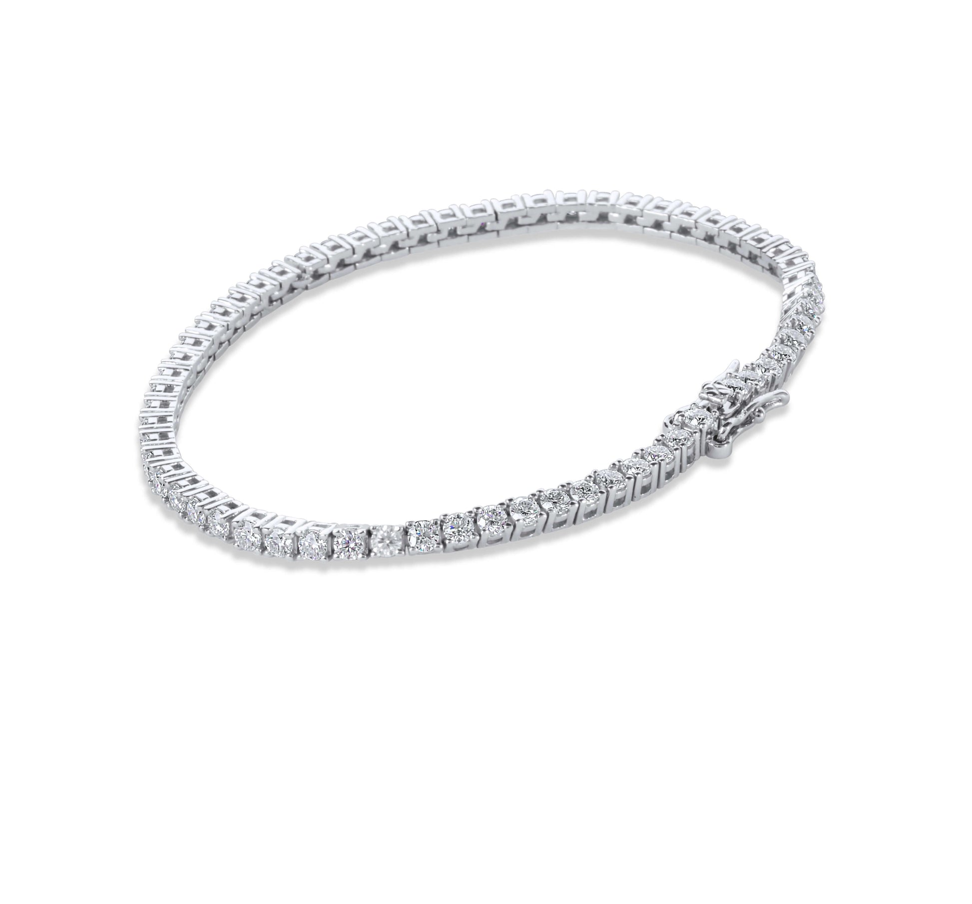 Moissanite Diamond Silver Tennis Bracelet on white background