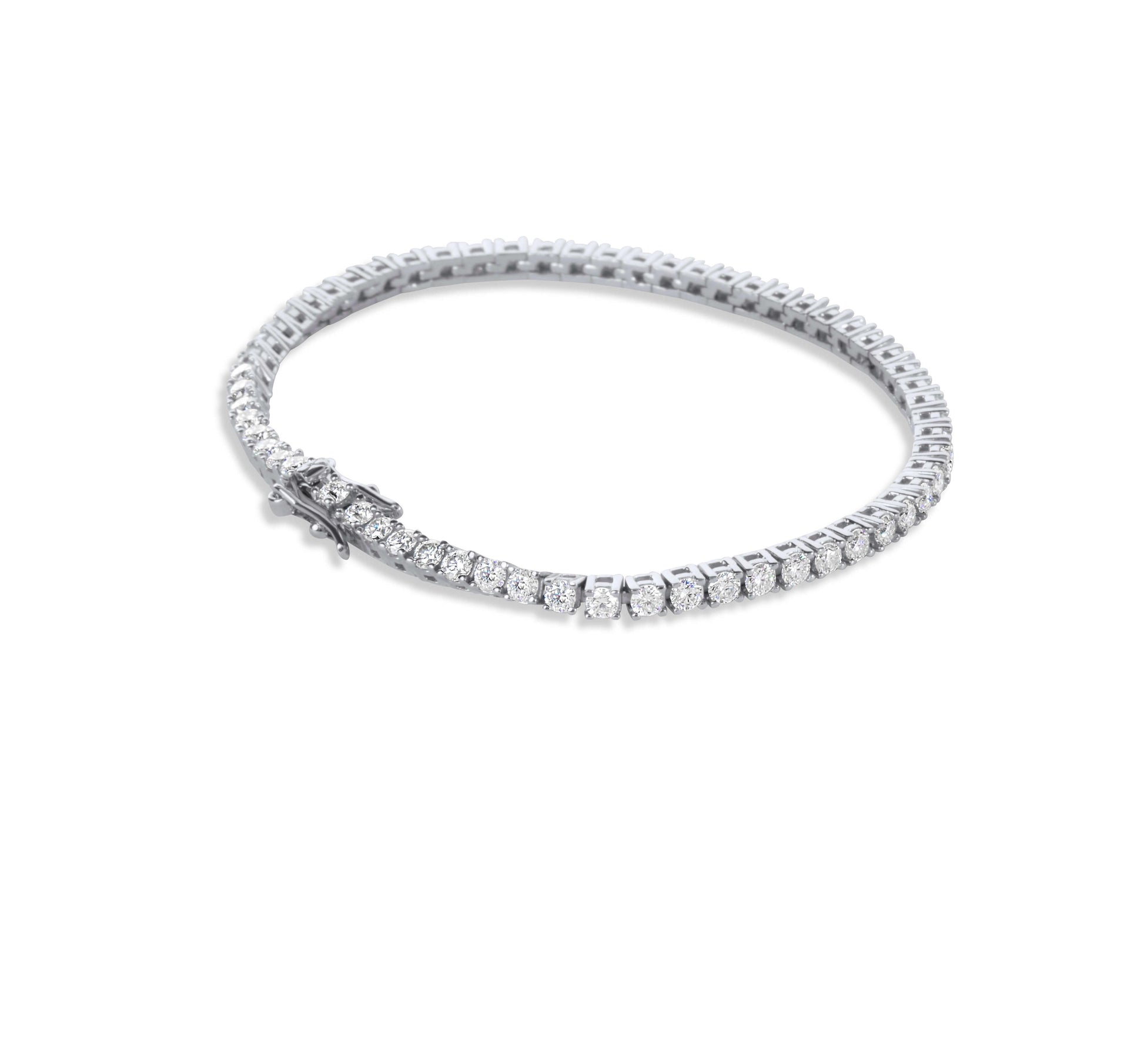Moissanite Diamond White Gold Tennis Bracelet on white background