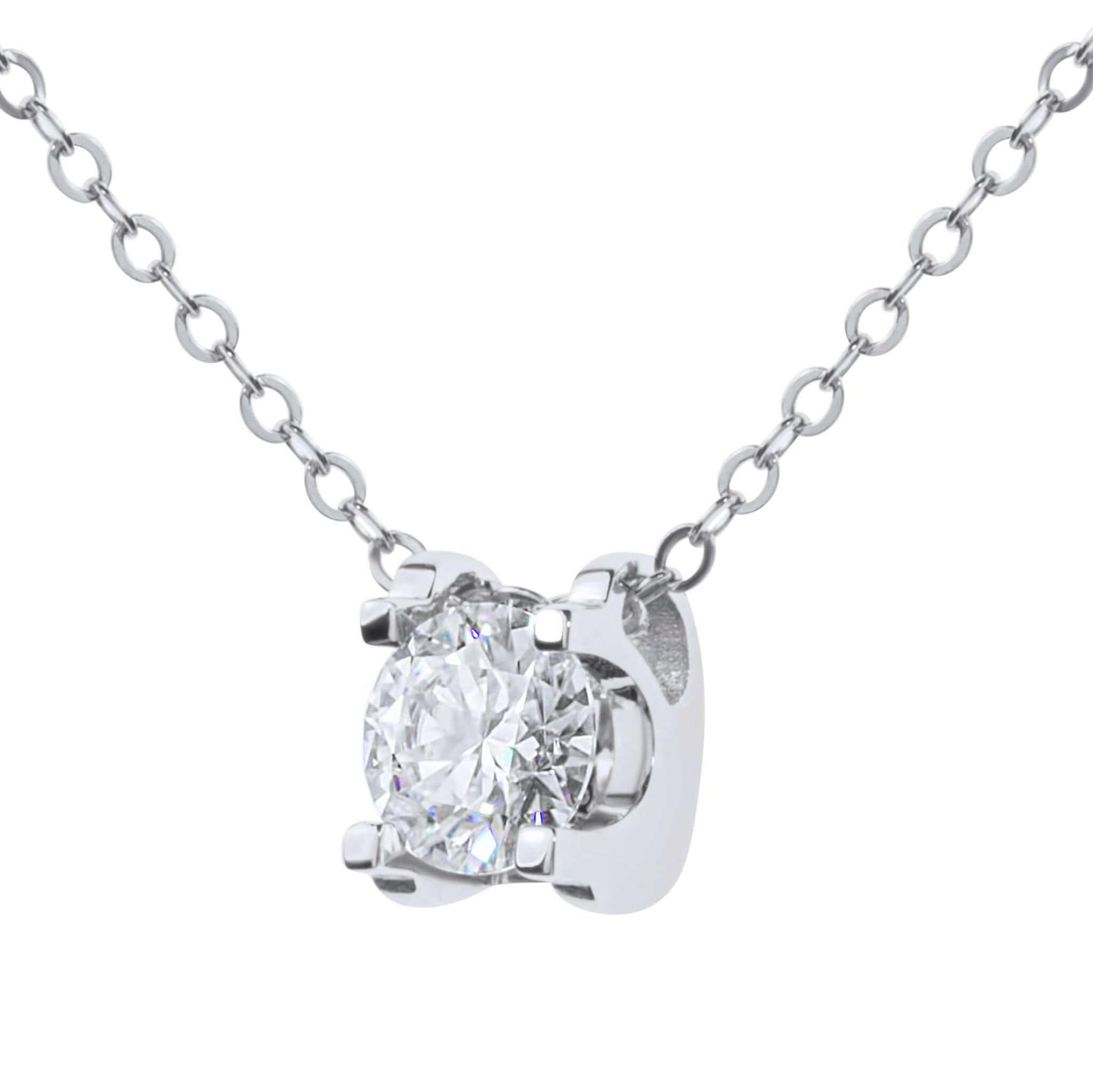 Amaral Trendy Moissanite White Gold Necklaces on white background