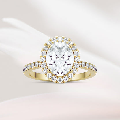 Amaral Halo Oval With Band - Yellow Gold