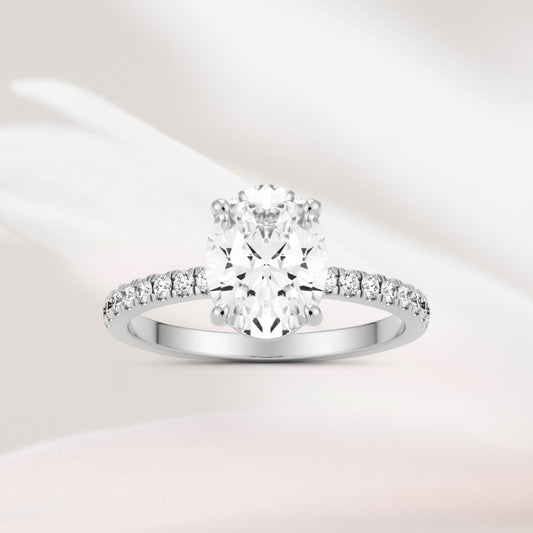 Amaral Solitaire Oval Four Prong with Band - Silver