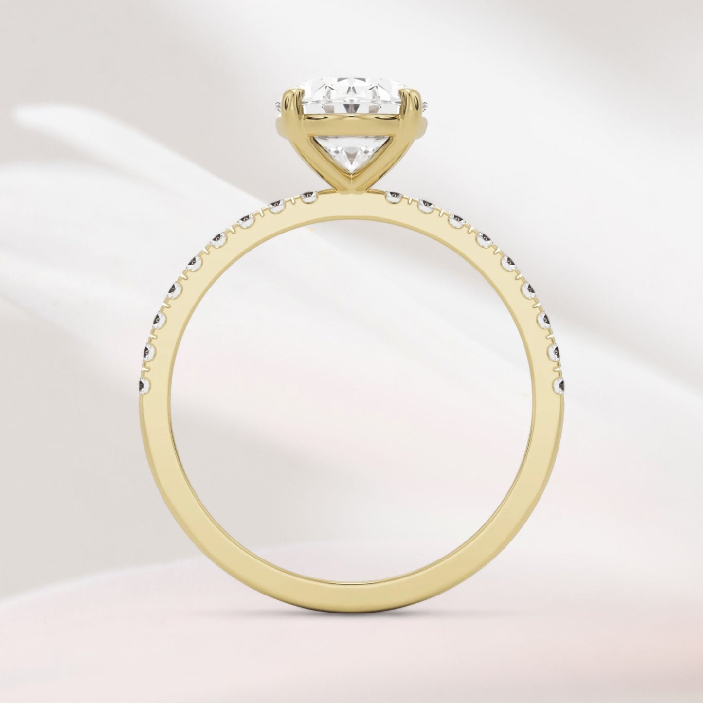 Amaral Solitaire Oval Four Prong With Band - Yellow Gold