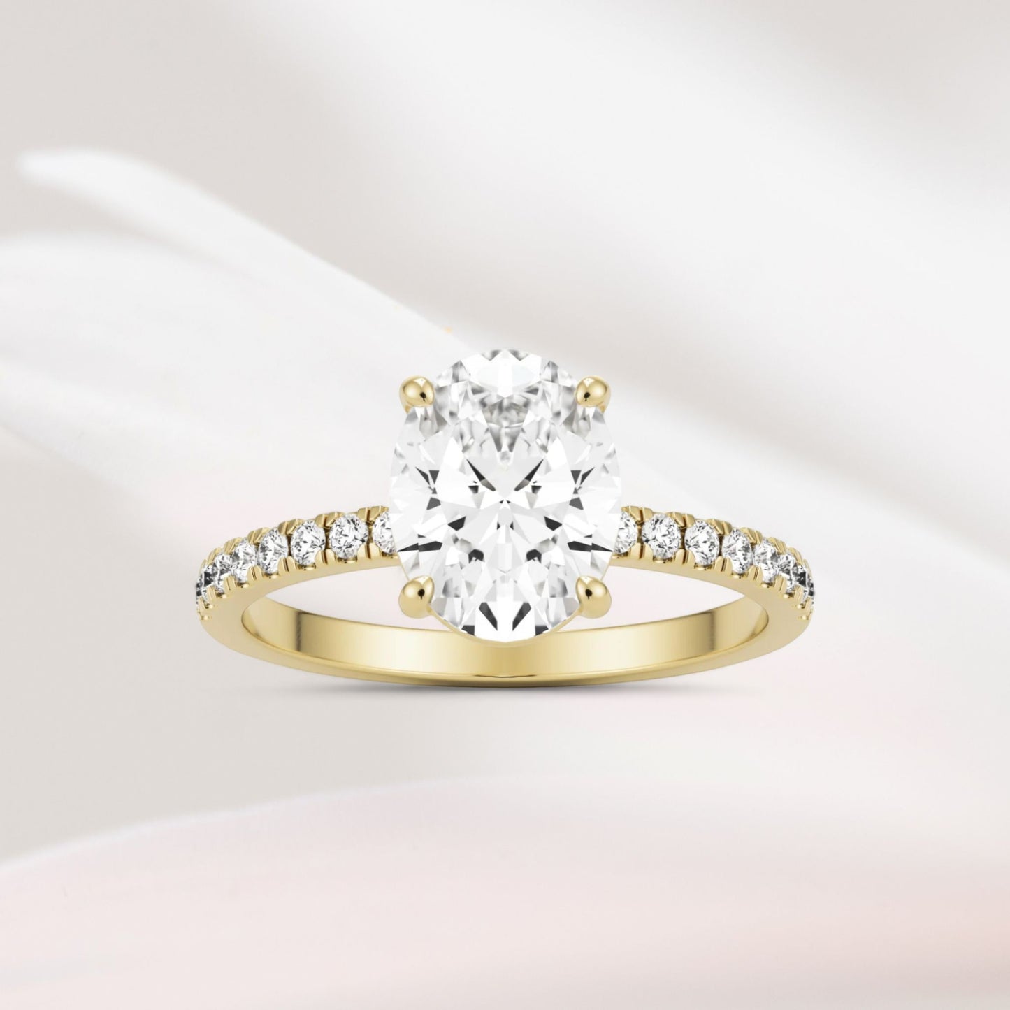 Amaral Solitaire Oval Four Prong With Band - Yellow Gold