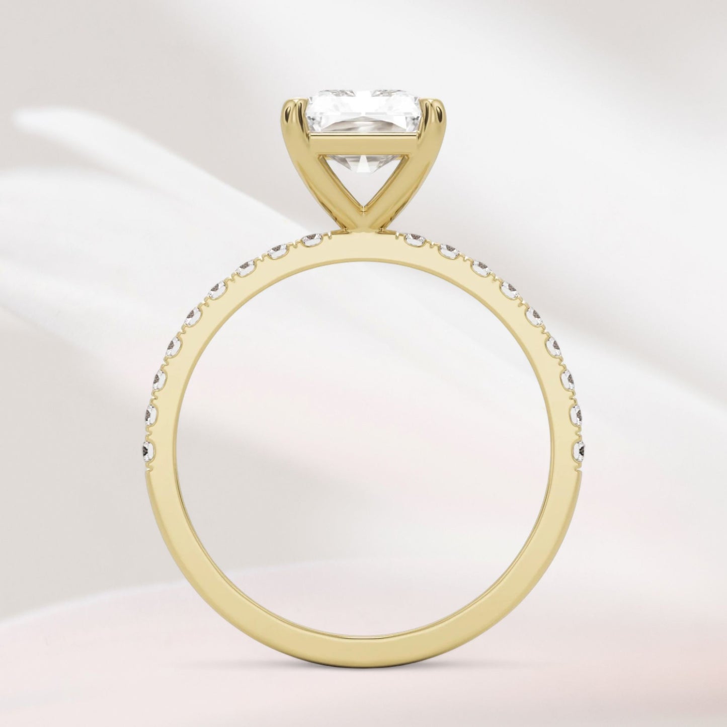 Amaral Solitaire Radiant Four Prong With Band - Yellow Gold