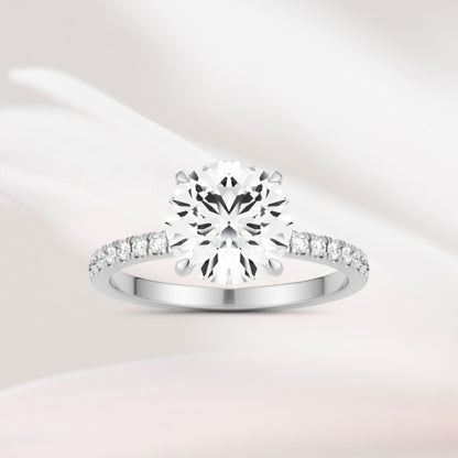 Amaral Solitaire Round Four Prong With Band - White Gold