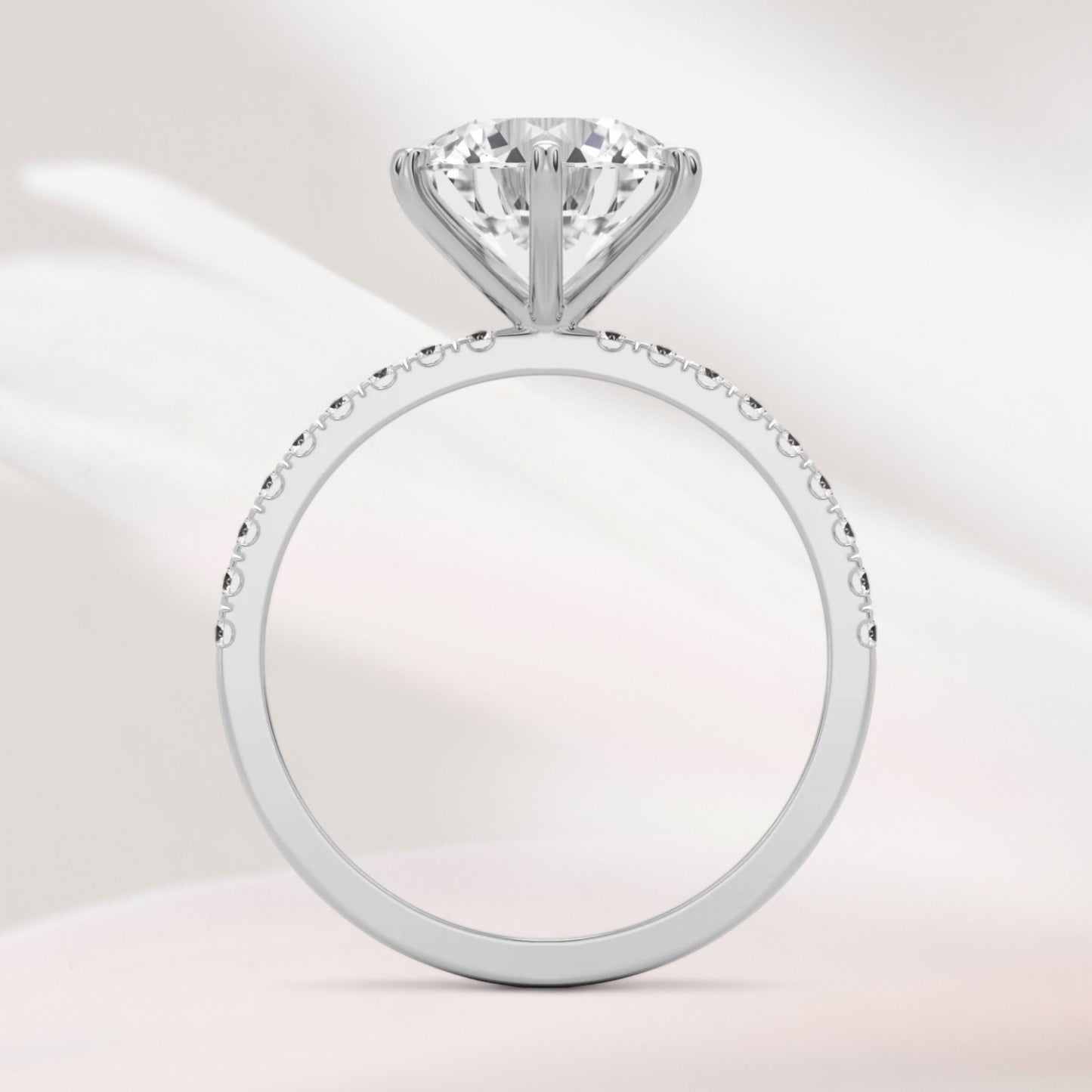 Amaral Solitaire Round Six Prong With Band - White Gold