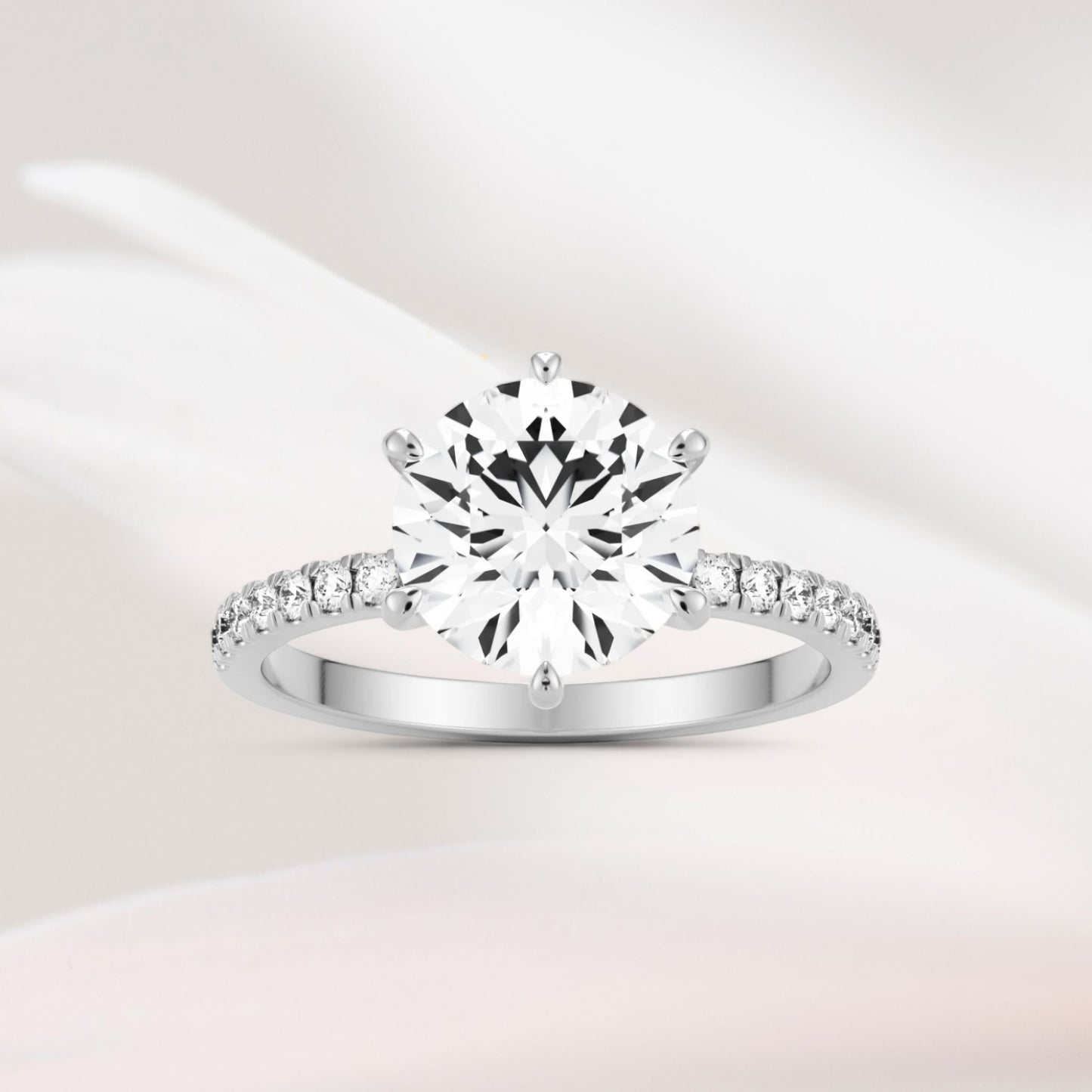 Amaral Solitaire Round Six Prong With Band - Silver