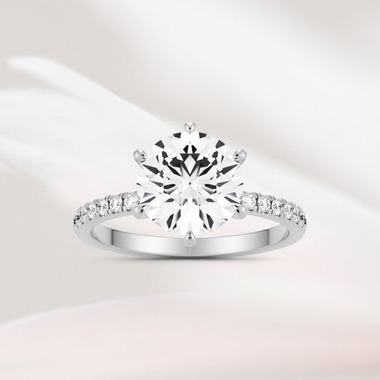 Amaral Solitaire Round Six Prong With Band - White Gold