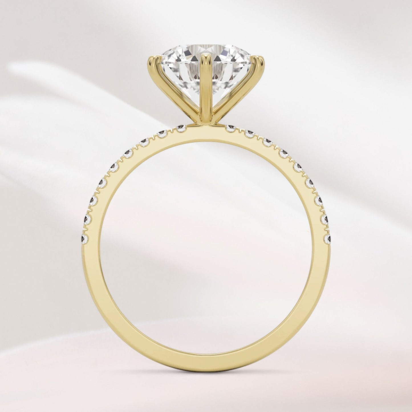 Amaral Solitaire Round Six Prong With Band - Yellow Gold