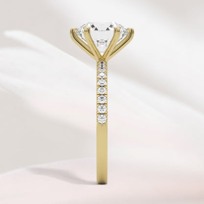 Amaral Solitaire Round Six Prong With Band - Yellow Gold