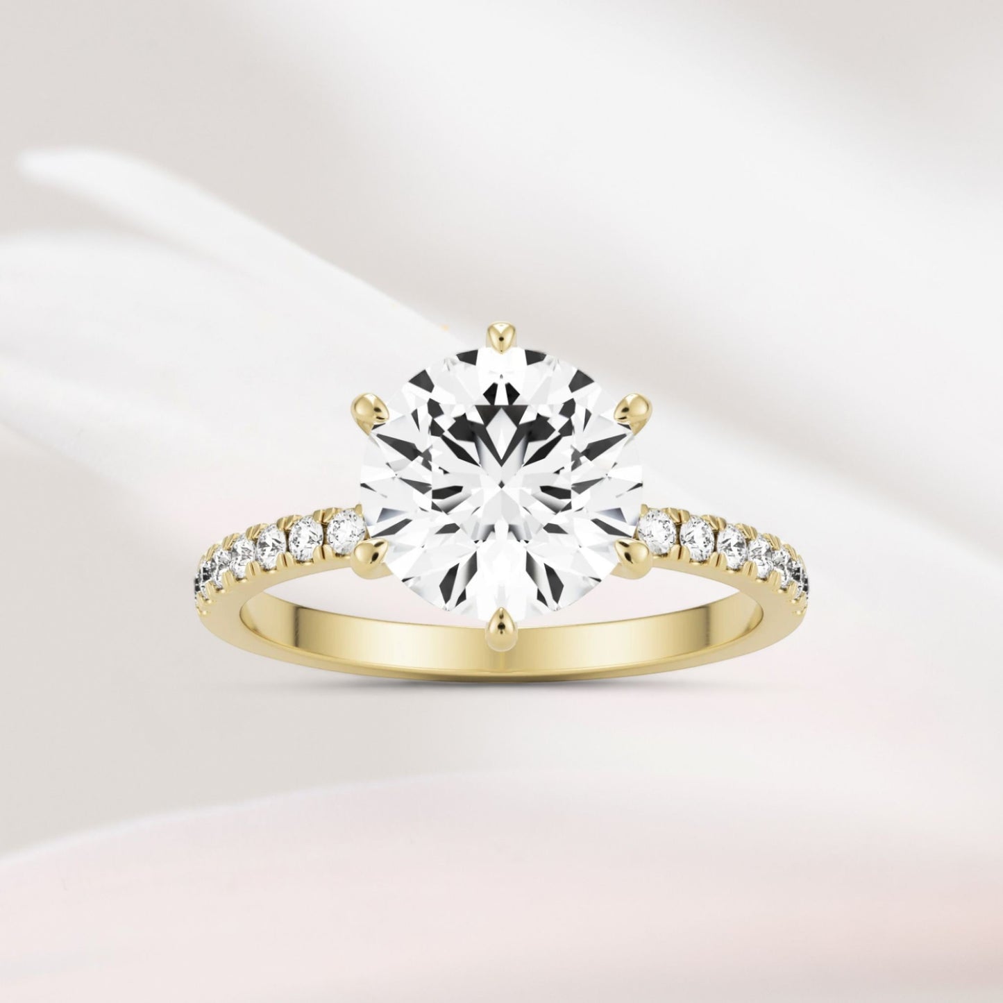 Amaral Solitaire Round Six Prong With Band - Yellow Gold