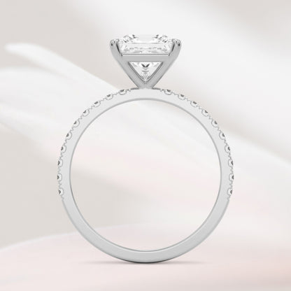 Amaral Solitaire Square Four Prong With Band - White Gold