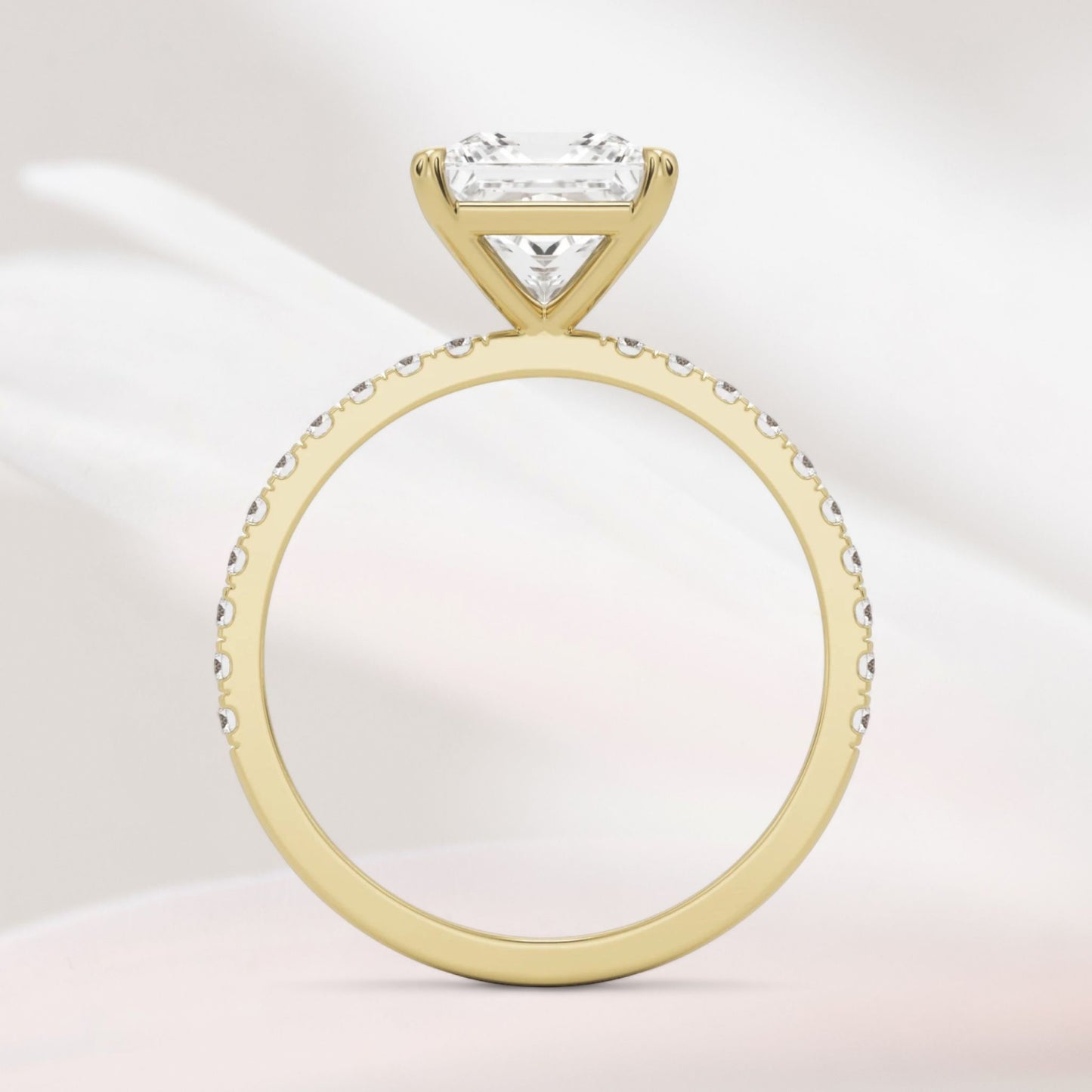 Amaral Solitaire Square Four Prong With Band - Yellow Gold