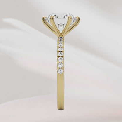 Amaral Solitaire Round Six Prong With Band - Yellow Gold