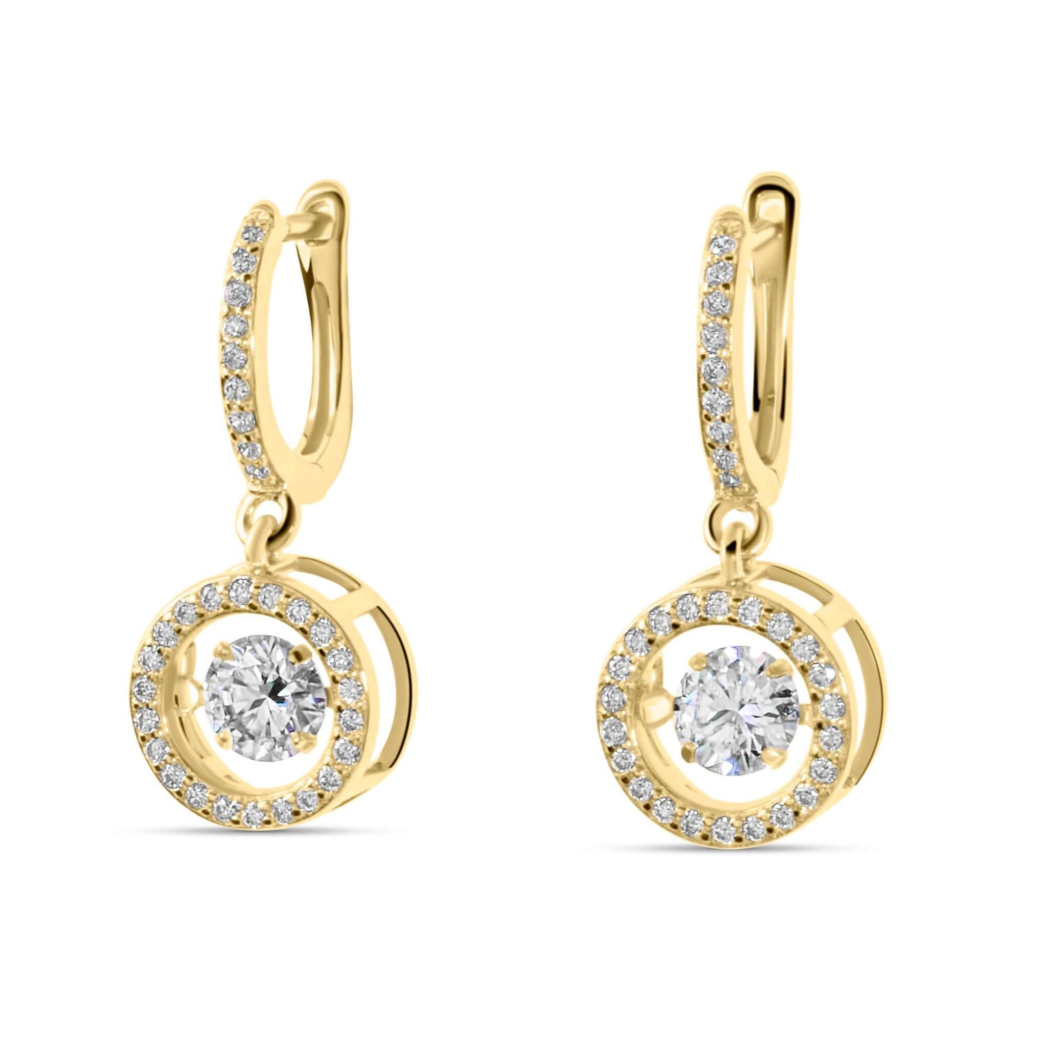 Gold And Diamond Earring dancing diamond in centre – SABA DIAMONDS