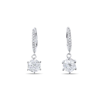 Amaral Drop Moissanite Silver Earrings on white background